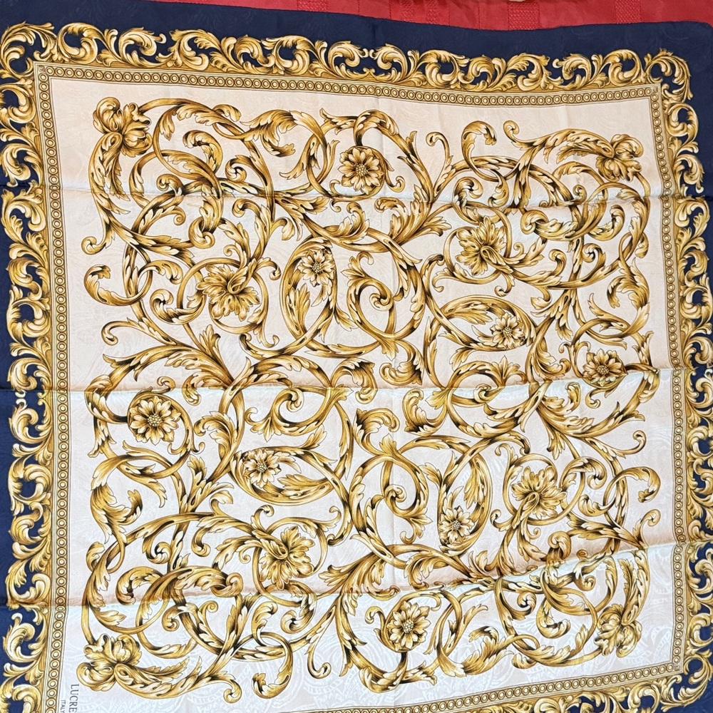 Lucrezia italy #6 Silk Gold and Cream Scarf